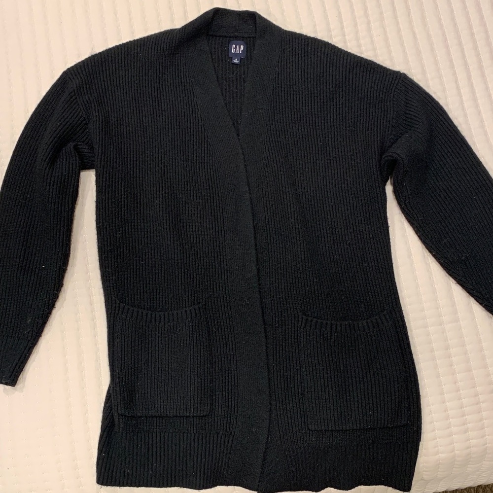 GAP Oversized Black Ribbed Boyfriend Cardigan